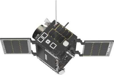 Hawkeye 360 Constellation - Individual Satellite - Artistic Rendition. [Image Source](https://www.he360.com/technology/).